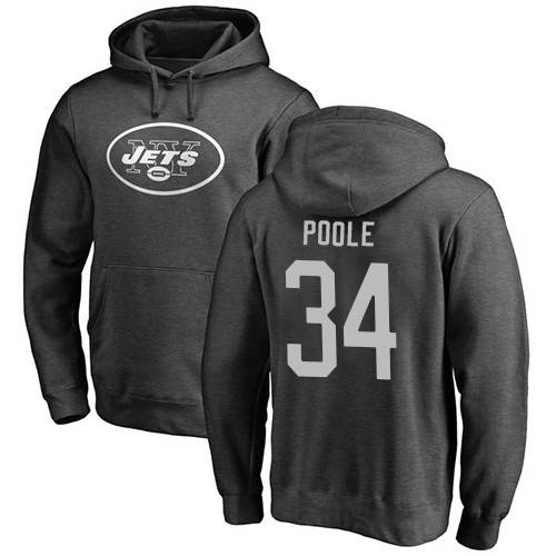 New York Jets Men Ash Brian Poole One Color NFL Football 34 Pullover Hoodie Sweatshirts